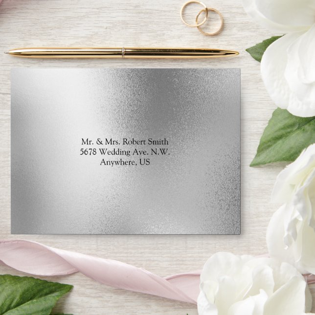 Silver Metallic Modern Elegant Chic Wedding  Envelope (Wedding)