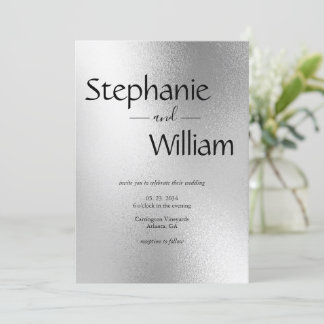 Silver Metallic Modern Elegant Stylish Wedding Invitation