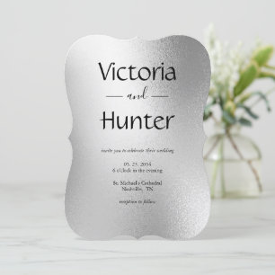 Silver Metallic Modern Elegant Wedding Invitation