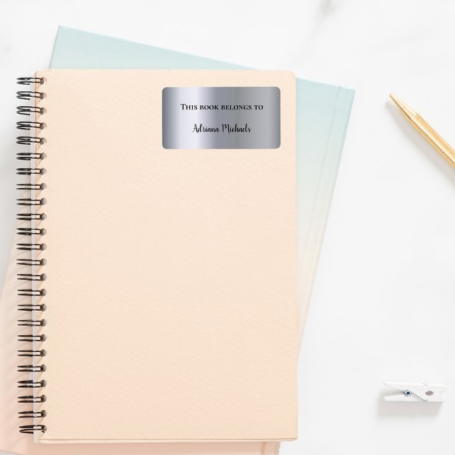 Silver metallic name bookplate label (Creator Uploaded)