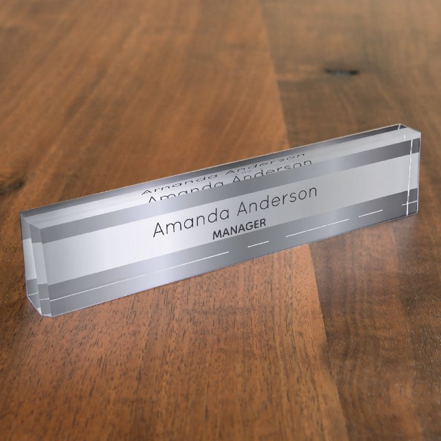 Silver metallic name title nameplate (Side)