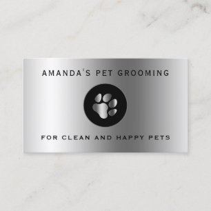 Silver metallic paw elegant  business card
