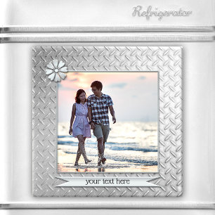 Silver Metallic Personalised Photo Magnet