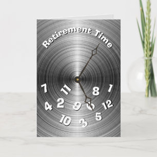 Silver Metallic Retirement Clock Card