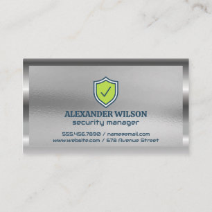 Silver Metallic   Shield Logo Business Card