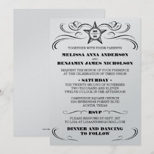 Silver Metallic Southern Style Wedding Invitation