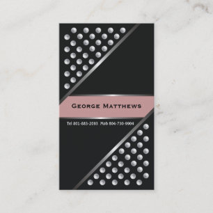Silver metallic studs black dust pink business card