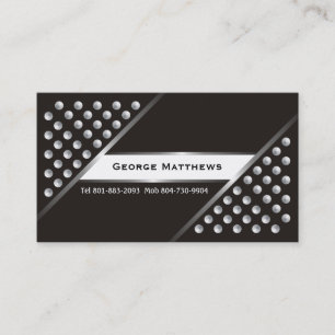 Silver metallic studs black white business cards