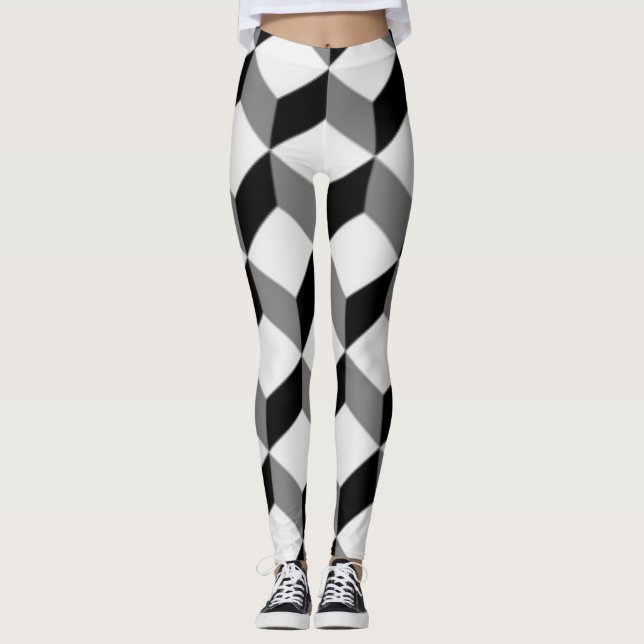 Silver metallic texture 3D textile design Leggings (Front)