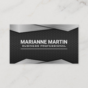 Silver Metallic Trim   Carbon Background Business Card