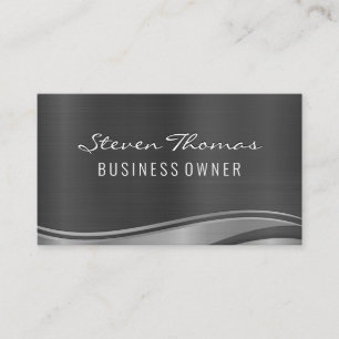 Silver Metallic Wave Background Business Card