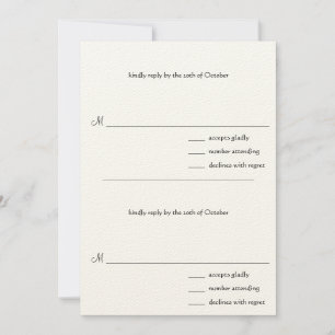 Silver Metallic Wedding RSVP Cards for the 4x9