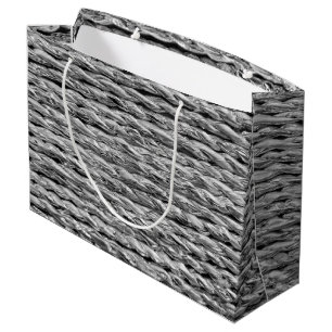 Silver Metallic Wicker Pattern Large Gift Bag