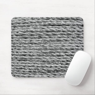 Silver Metallic Wicker Pattern Mouse Mat