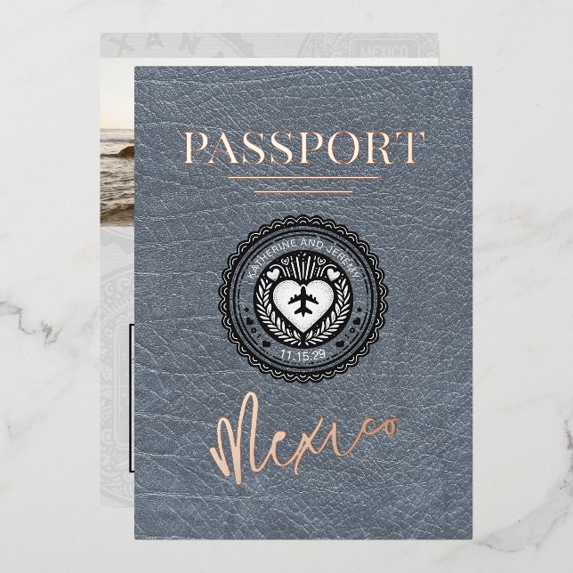 Silver Mexico Passport Wedding (Front/Back)