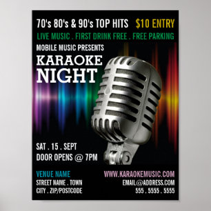 Silver Microphone, Karaoke Event Advertising Poster