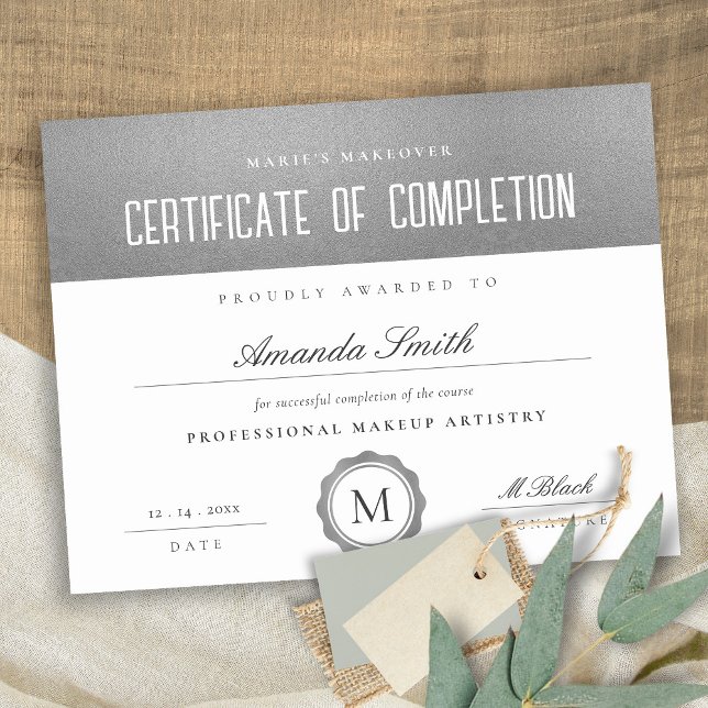 Silver Minimal Certificate of Completion Award (Creator Uploaded)