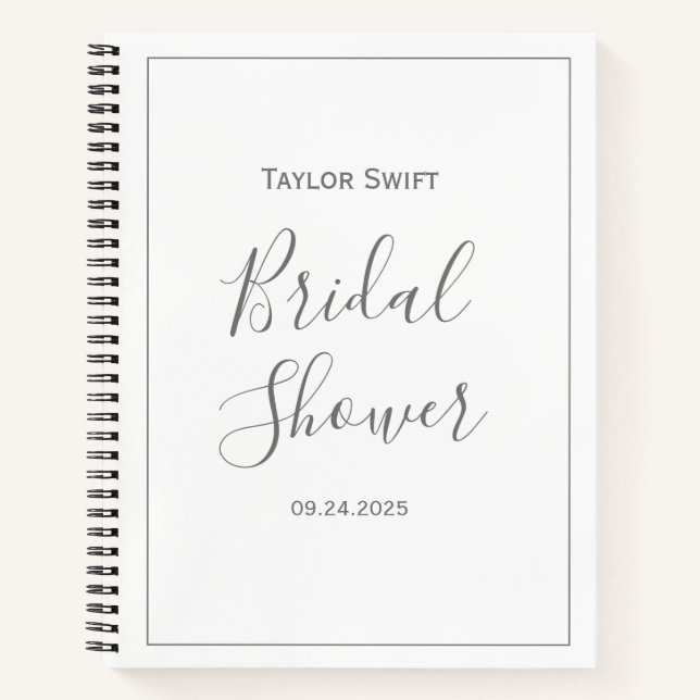 Silver Minimalist Baby Shower Gift Log Notebook (Front)