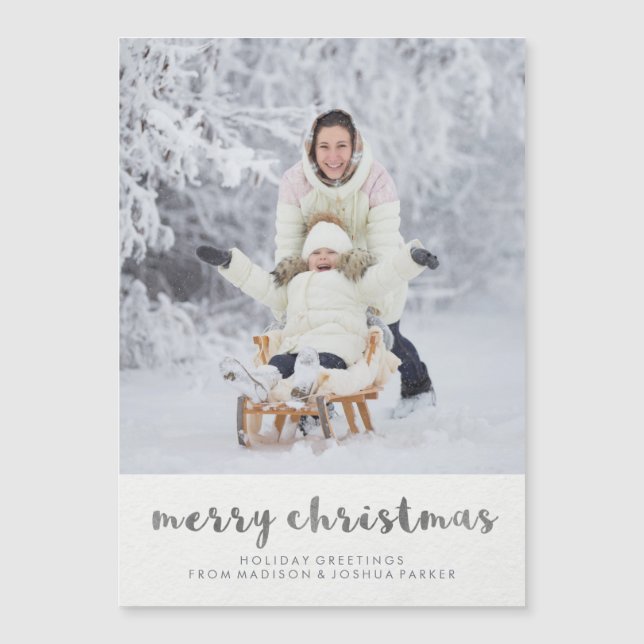 Silver Minimalist Merry Christmas Photo (Front)