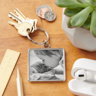 Silver Minimalist Photo Mother's Day Keychain