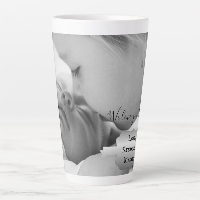 Silver Minimalist Photo Mother's Day Latte Mug (Front)