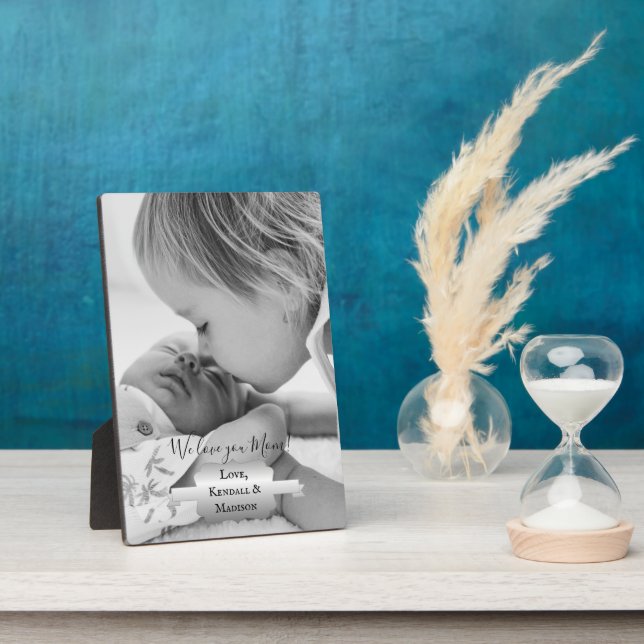 Silver Minimalist Photo Mother's Day Plaque (Side)