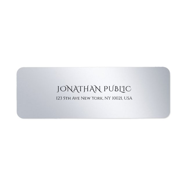 Silver Minimalist Template Trendy Return Address (Front)