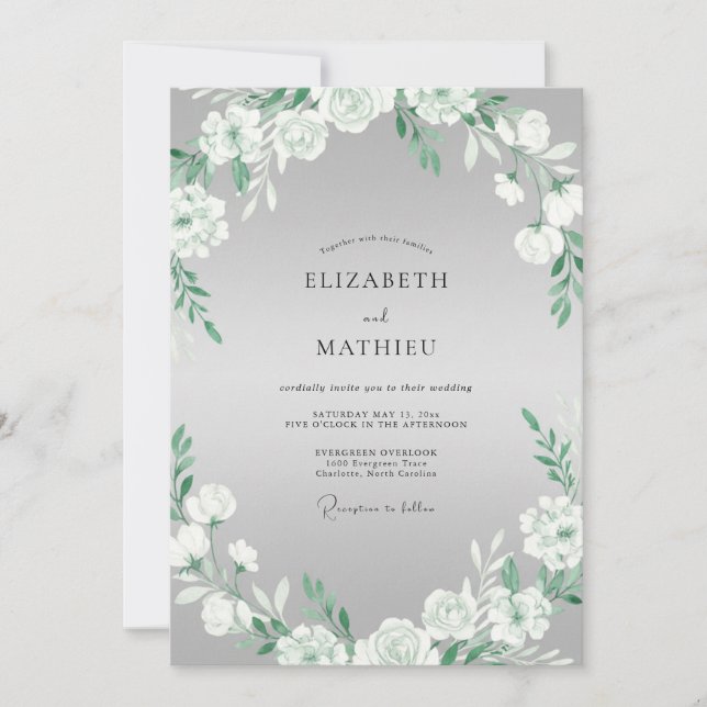 Silver Mint Foliage Eucalyptus Wedding Invitation (Front)