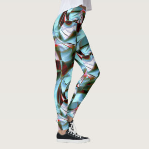 Silver mint in abstract shapes and grainy texture leggings