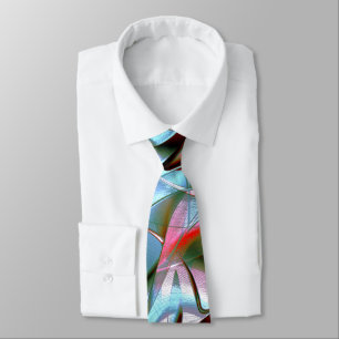 Silver mint in abstract shapes and grainy texture tie