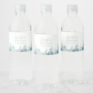 Silver & Mint Winter Wonderland 1st Birthday Party Water Bottle Label