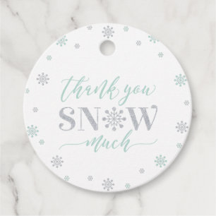 Silver & Mint Winter Wonderland Party Thank you Favour Tags