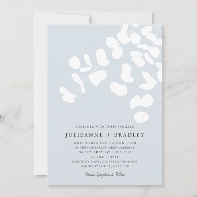 Silver Mist Eucalyptus Greenery Modern Wedding Invitation (Front)