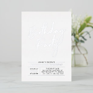 Silver Modern Brush Script Adult Birthday Party