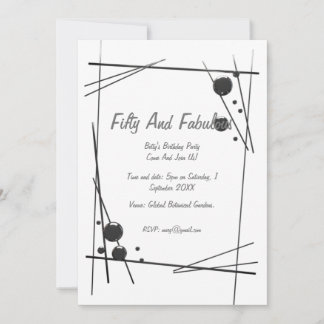 Silver Modern Frame Fifty And Fabulous Birthday Invitation