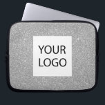 Silver Modern Glitter - Custom Logo Promotional Laptop Sleeve<br><div class="desc">Silver Modern and Professional Faux Glitter and Sparkle Elegant Custom Logo Promotional Corporate Laptop Bag or Sleeve Promotional Case for a Beauty Industry Gift. This case can be customised to include your company or business logo.</div>