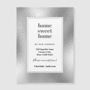 Silver modern home sweet home moving magnet