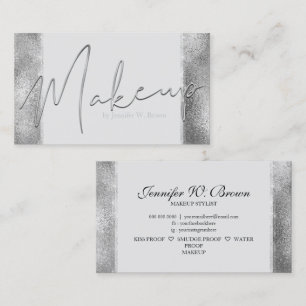 Silver Modern Makeup lips elegant luxury Business Card