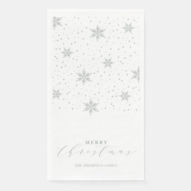 Silver Modern Merry Christmas Party Napkins (Front)