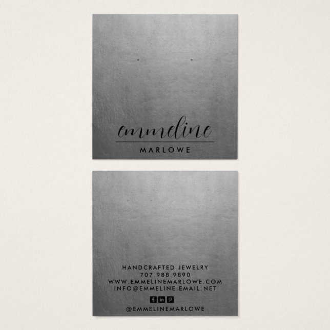 Silver Modern Minimal Earring Jewellery Display Ca (Front & Back)