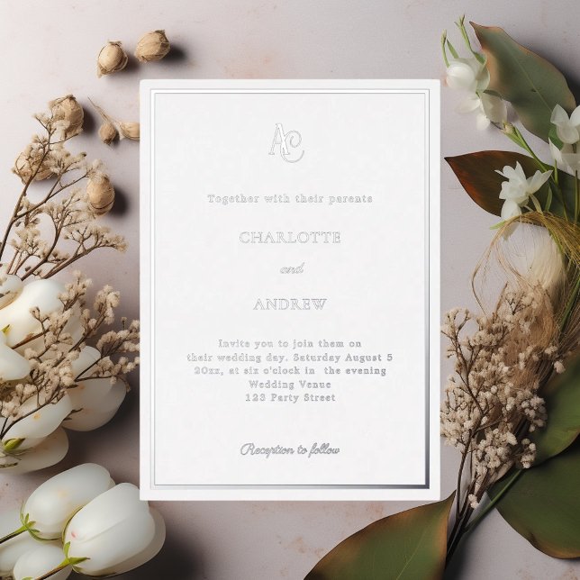 Silver modern monogram luxury wedding (Creator Uploaded)
