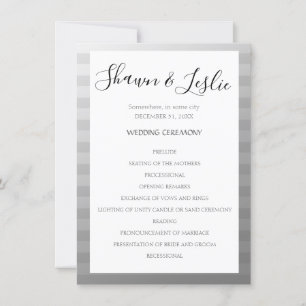 Silver Modern Wedding Ceremony Program Invitation