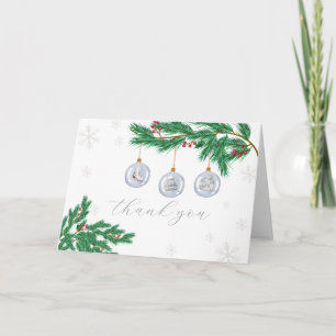 Silver Modern Winter Clothes Ornaments Baby Shower Thank You Card