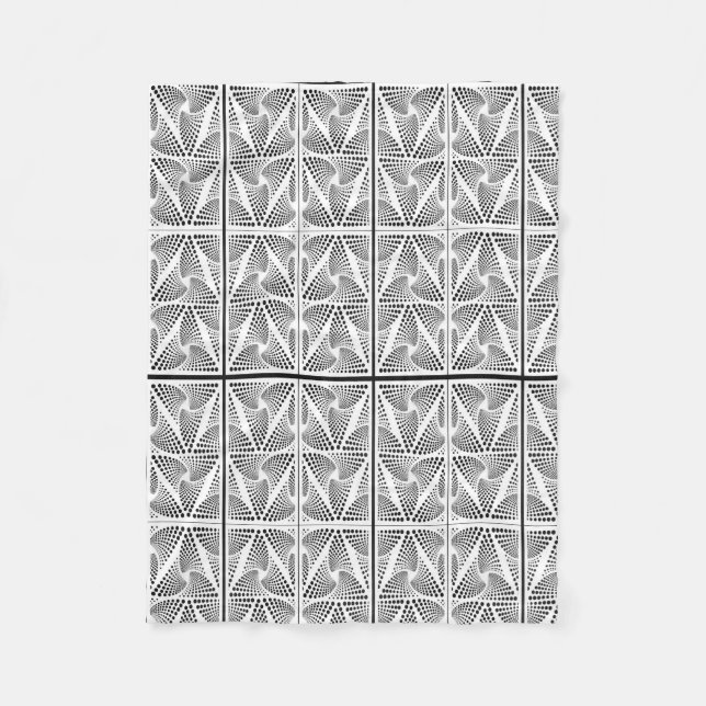 Silver Monochrome Leaf Pattern Fleece Blanket (Front)