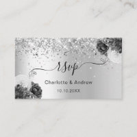 Silver monochrome wedding website RSVP QR code