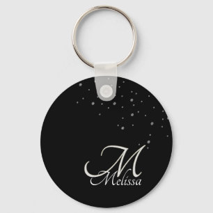 Silver Monogram and Name Glitter Key Chain