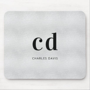 Silver monogram initails name mouse mat
