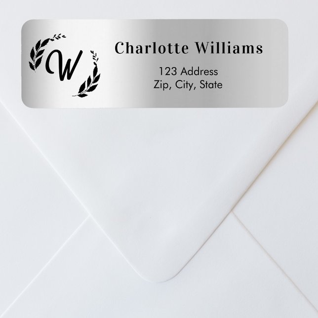 Silver monogram initial return address (Creator Uploaded)