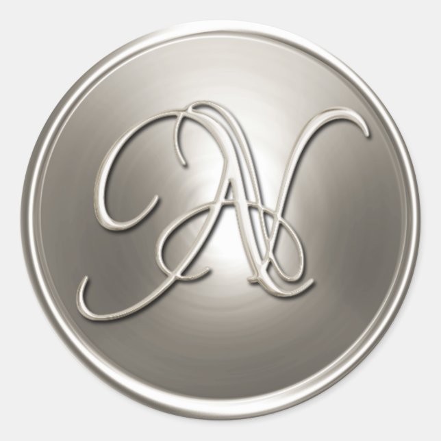 Silver Monogram N Envelope Seal (Front)