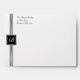Silver Monogram Party Invitation Envelopes